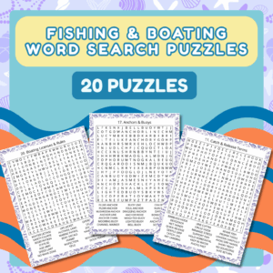 20 Fishing & Boating themed Word Search puzzles.