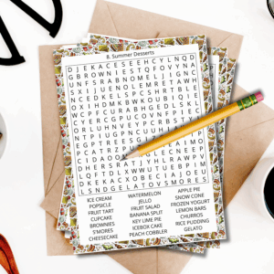 Picnics & BBQs Large Print Word Search Puzzles. Printable. Instant download.