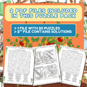 Gardening Fun - 20 Word Search Puzzles. Large print, fun for teens, adults & seniors