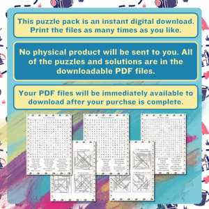 20 Printable Hiking Trails Word Search Puzzles. Large print. For teens, adults & seniors.