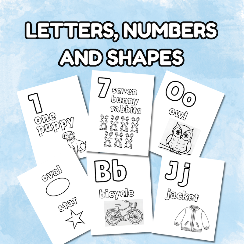 Letters, Numbers and Shapes: Coloring Book For Kids 2 to 6 - Image 3