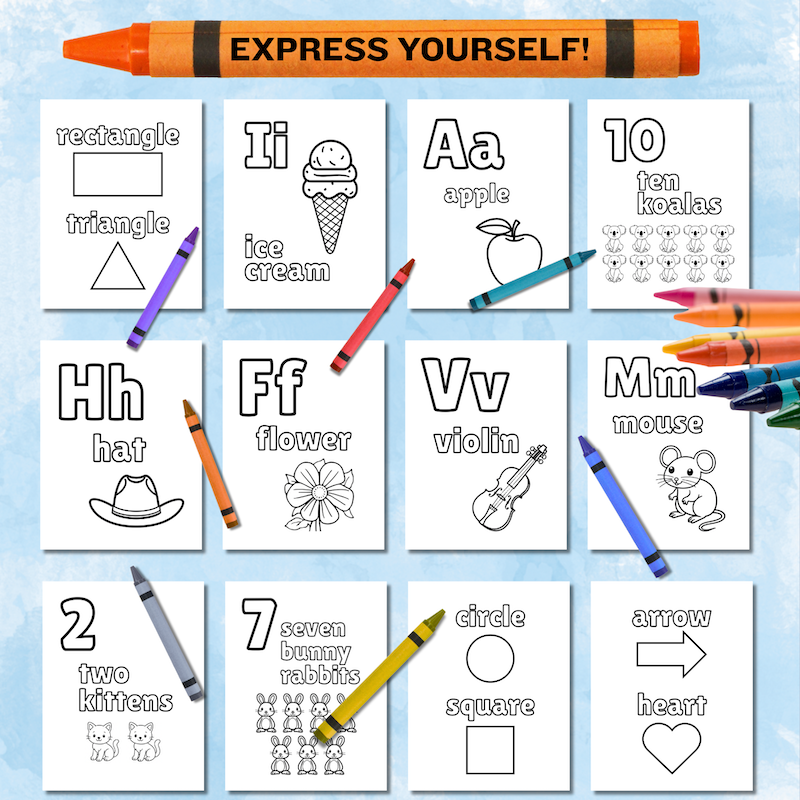 Letters, Numbers and Shapes: Coloring Book For Kids 2 to 6 - Image 9
