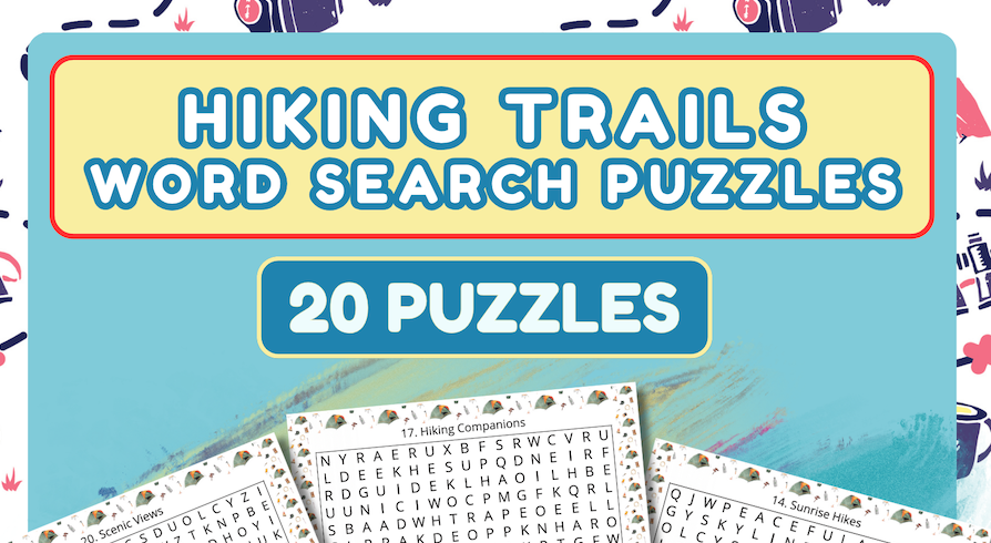 Hiking Trails Word Search – 20 Puzzles