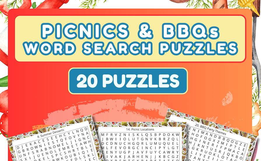 Picnics & BBQs Word Search – 20 Puzzles