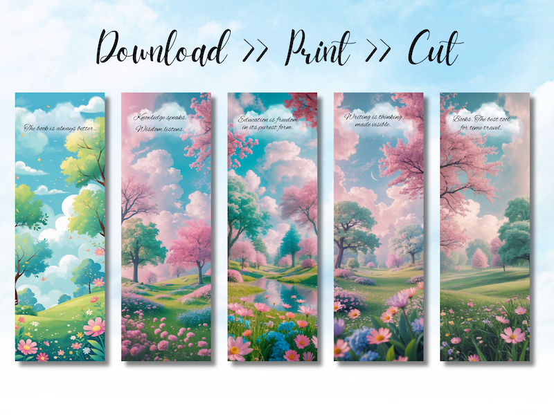30 Printable Inspirational Bookmarks Adorned With Peaceful Trees & Clouds - Image 3