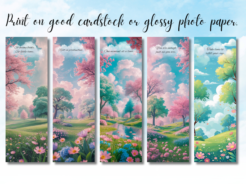 30 Printable Inspirational Bookmarks Adorned With Peaceful Trees & Clouds - Image 6