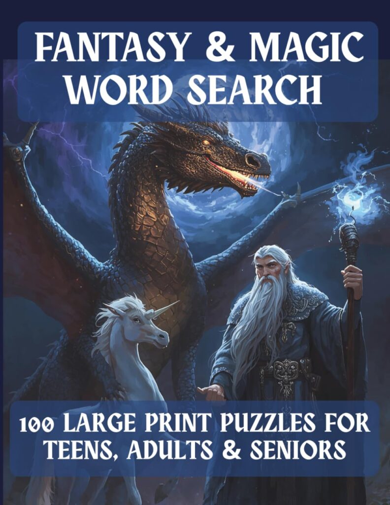 Fantasy and Magic Word Search 100 Large Print themed puzzles
