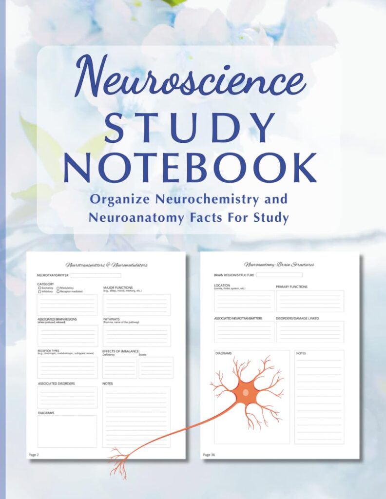 Neuroscience Study Notebook for nursing, science, graduate students in the neurosciences