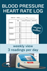 Blood Pressure & HR Log 3 readings per day cover
