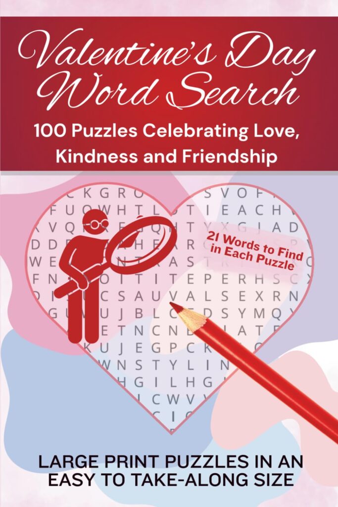 Valentine's Day Word Search 100 Large Print Puzzles Book Cover